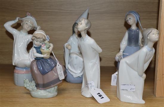 A Lladro figure Sagittarius, Girl with hat, Two girls kissing, Lady with scarf and Spring is here (6)
